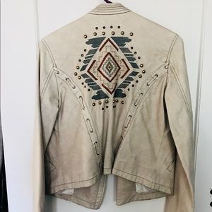 Free People Vegan Leather Embellished Moto Jacket
